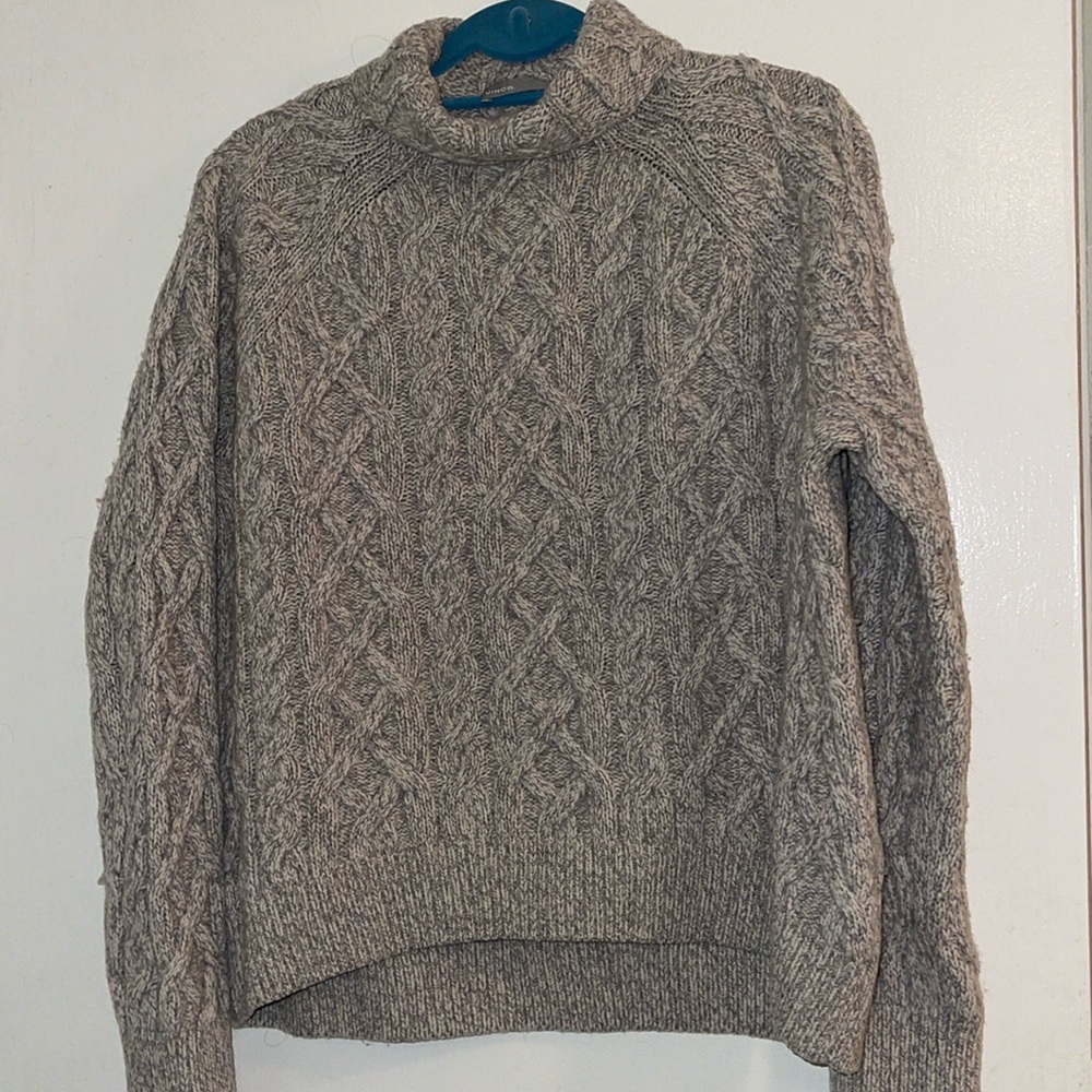 Vince Cable Knit Mock Turtleneck Sweater Heather Grey Wool/ Cashmere Sz‎ XS